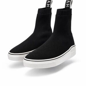 Authentic $895 Givenchy Black Knit Sock Sneaker With White Sole sz 39 8/9